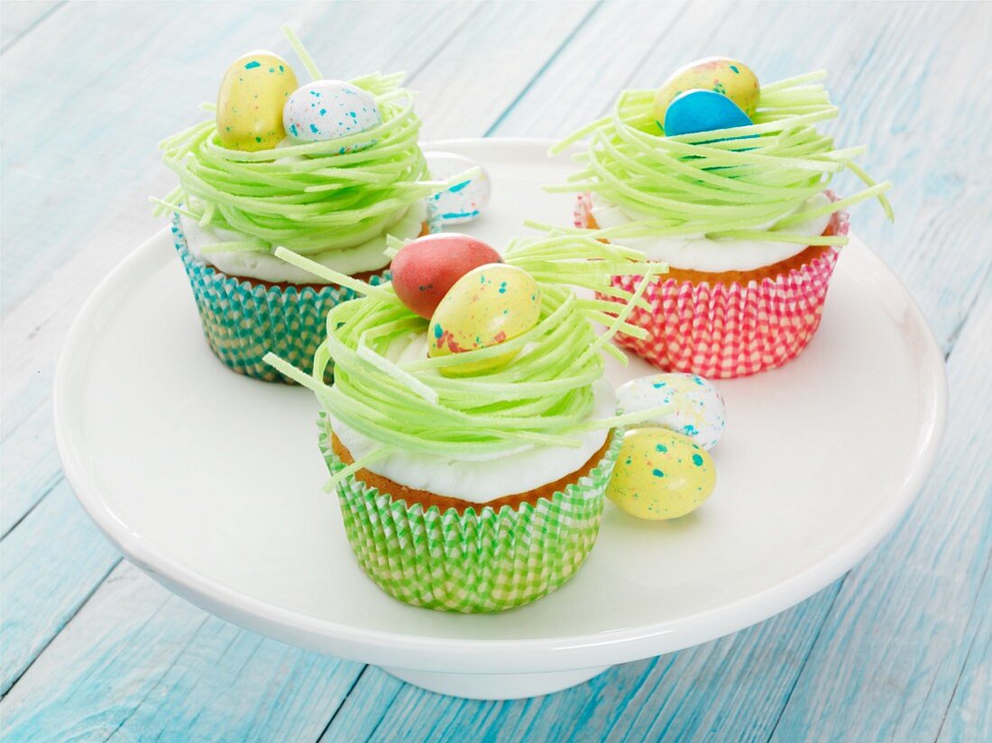 Vanilla cupcakes with Easter decorations