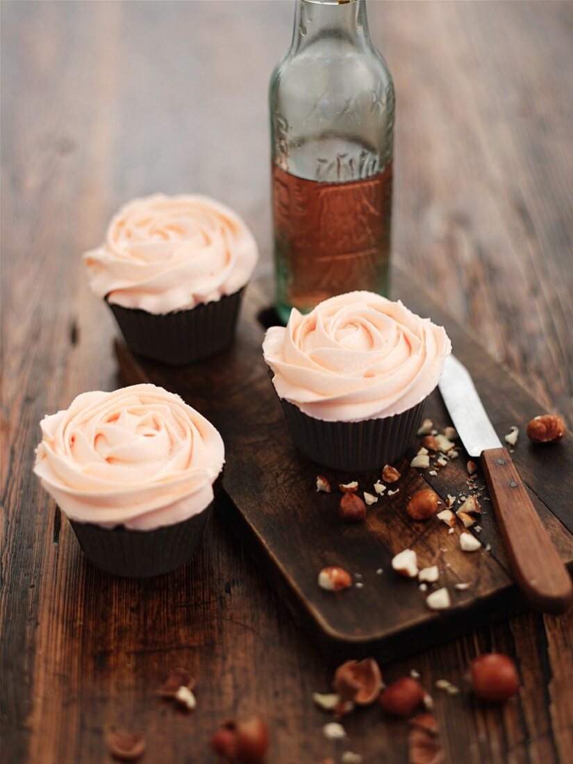 Hazelnut cupcakes decorated with buttercream