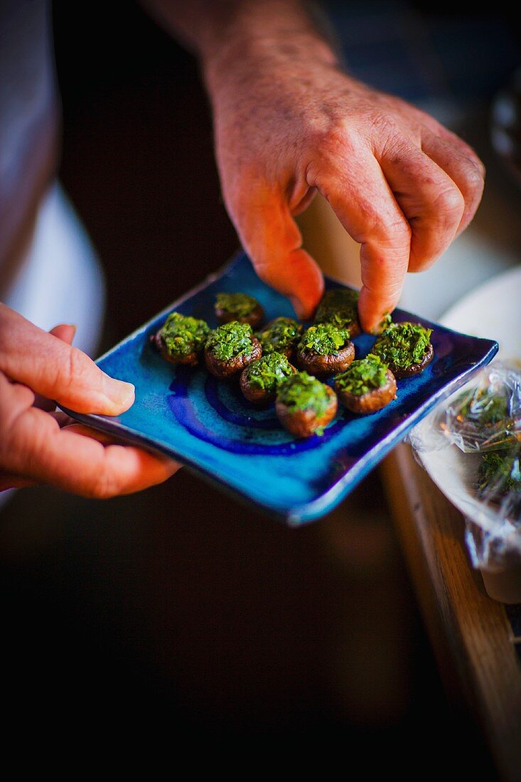 Spinach-stuffed mushrooms