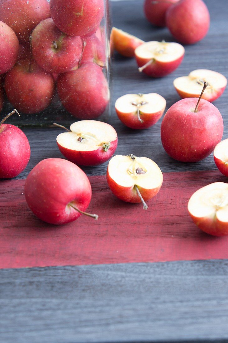 Red Apples, whole and cut in half