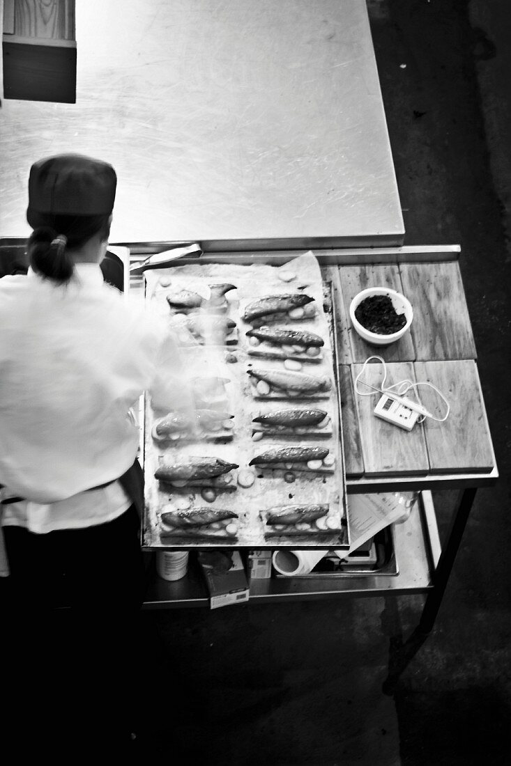 A chef preparing food