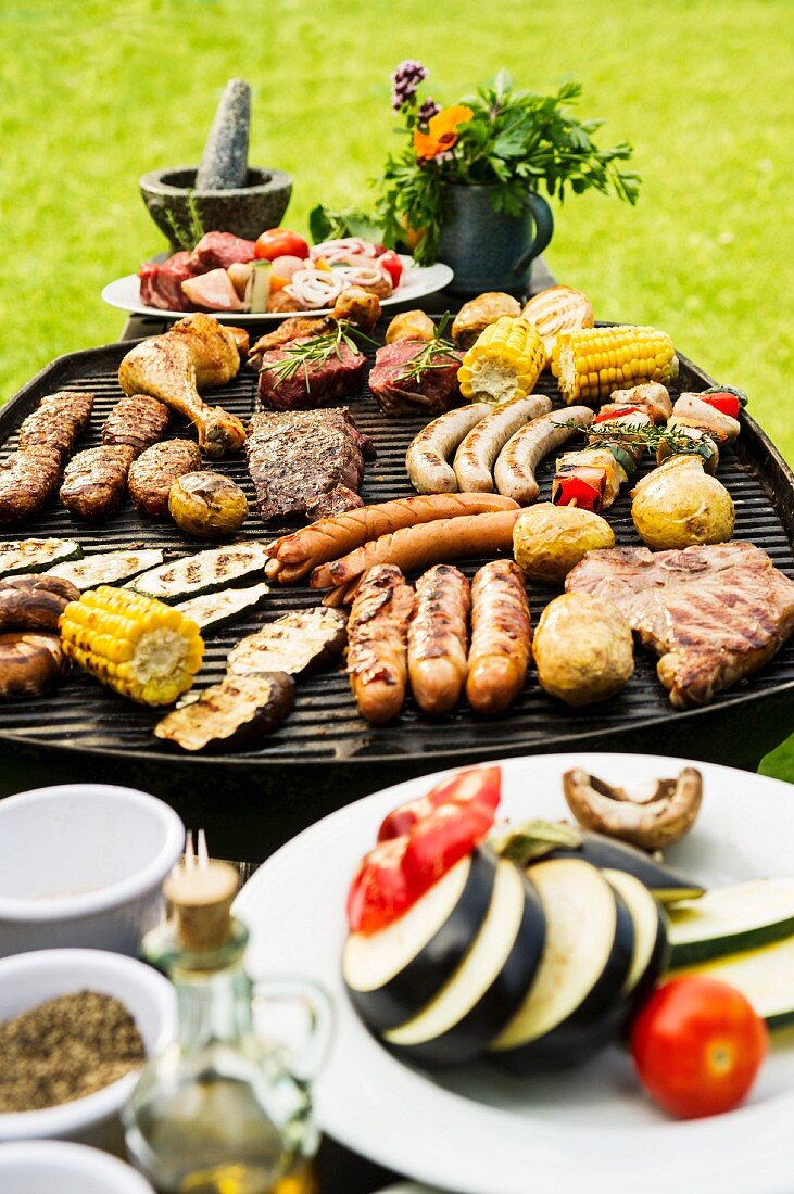 A summer barbecue in a garden