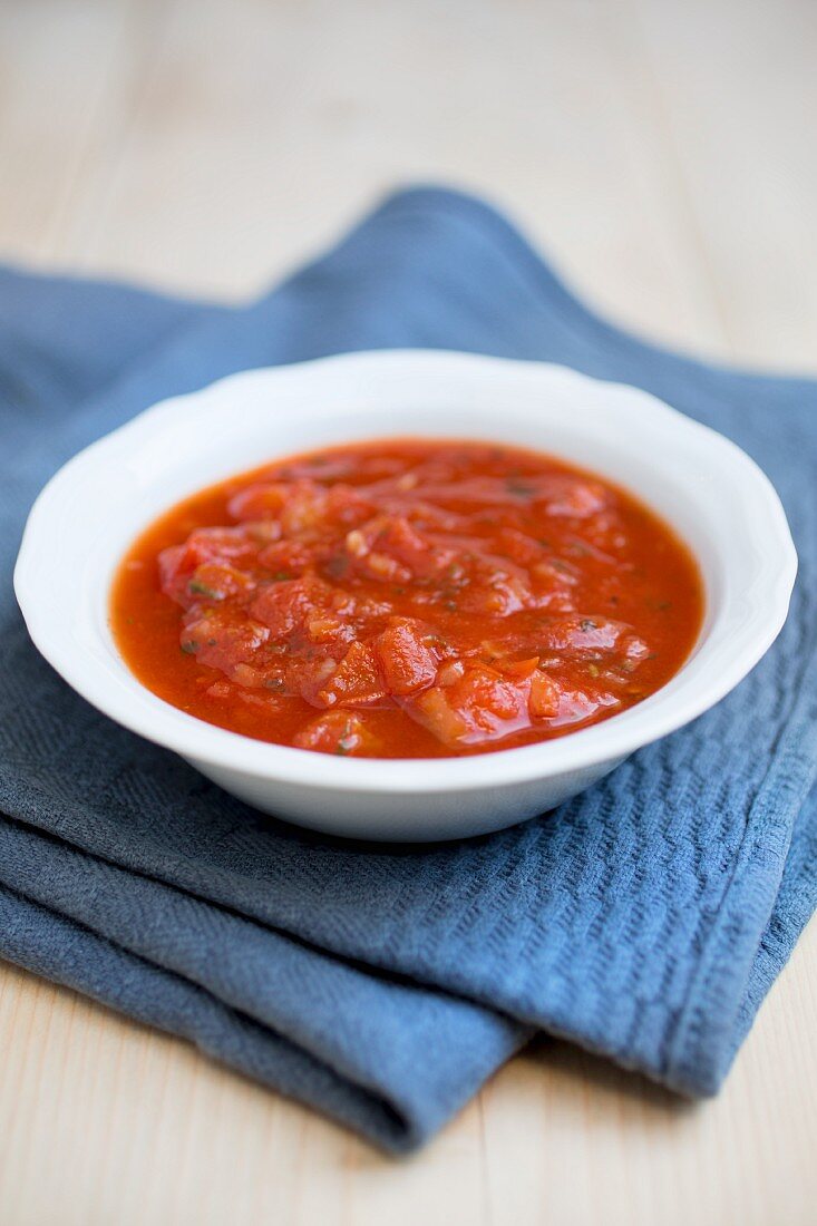 A bowl of tomato soup