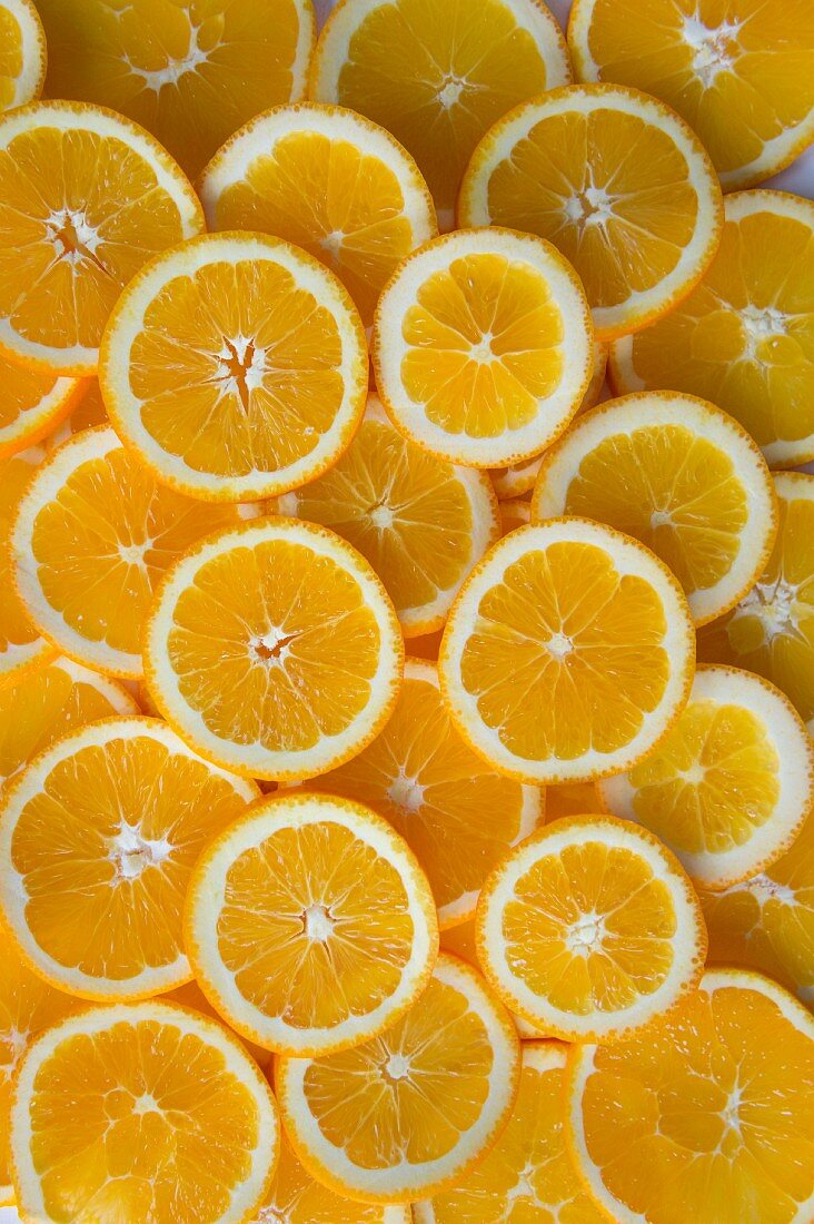 Orange slices seen from above
