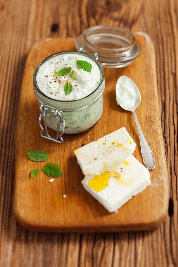 Tzatziki and feta cheese