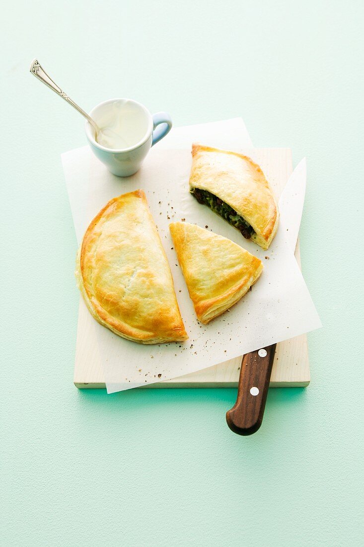 A puff pastry spinach pie