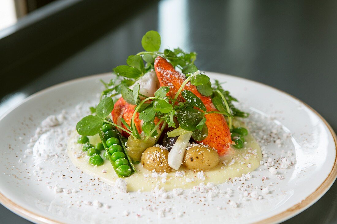 Lobster with spring vegetables