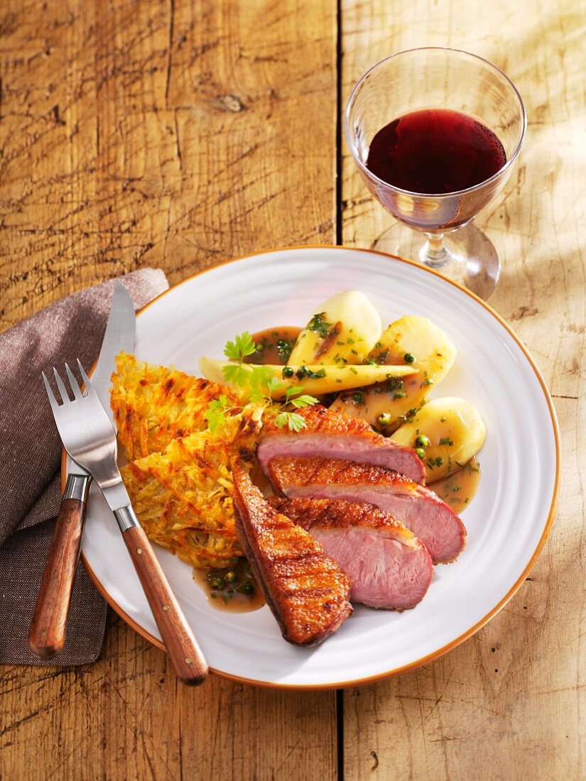Duck breast with Hamburg parsely