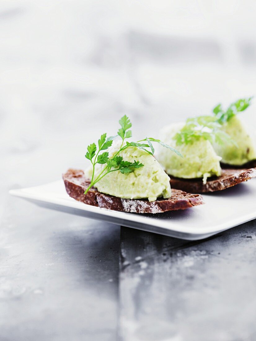 Slices of wholemeal bread topped with apple cream dumplings