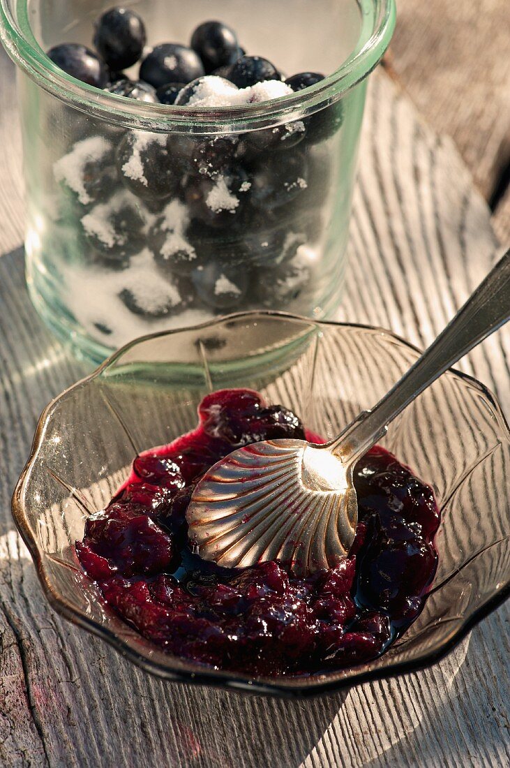 Blueberry jam with lemons and Cointreau