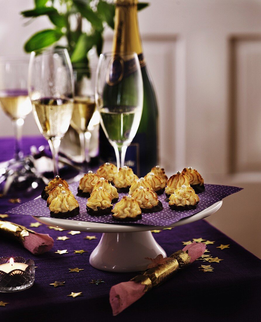 Coconut macaroons and champagne for Christmas