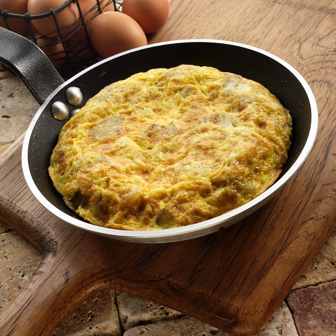 Tortilla Espanola (omelette made with eggs, potatoes and onions, Spain)