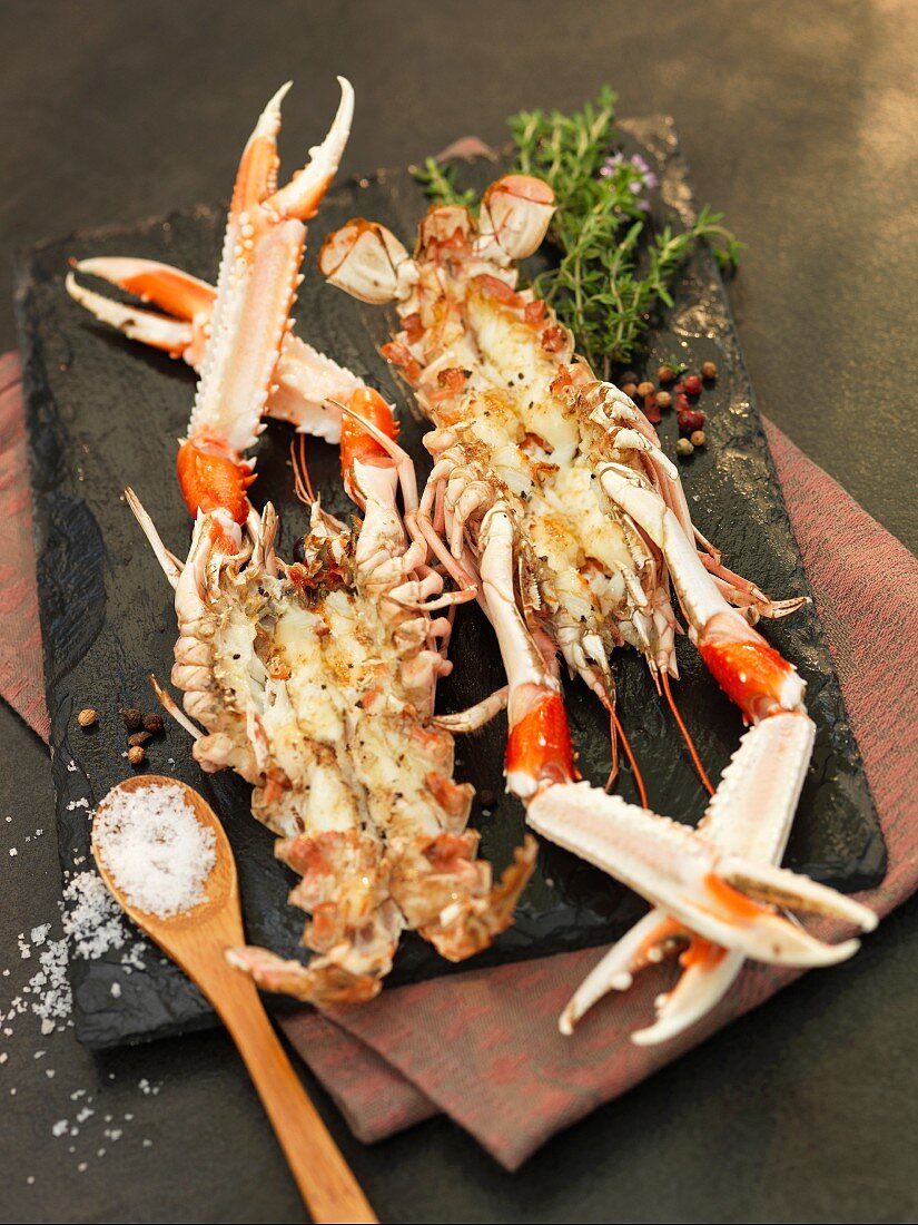 Grilled langoustines with salt and pepper