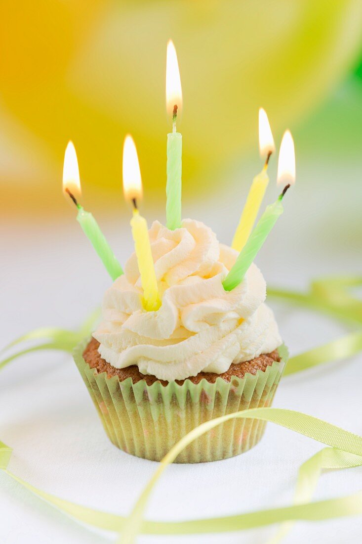 Cupcake with birthday candles