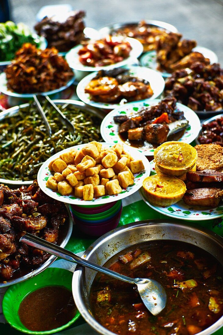 Street food at a market in Saigon (Vietnam)