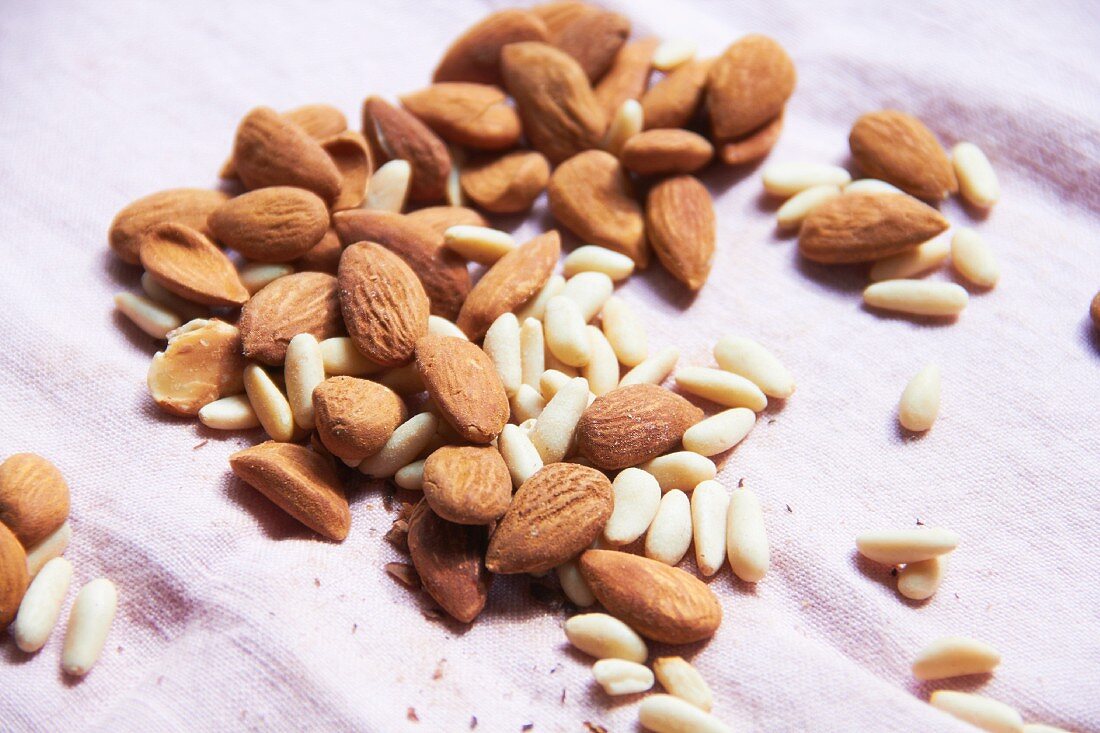 Almonds and pine nuts