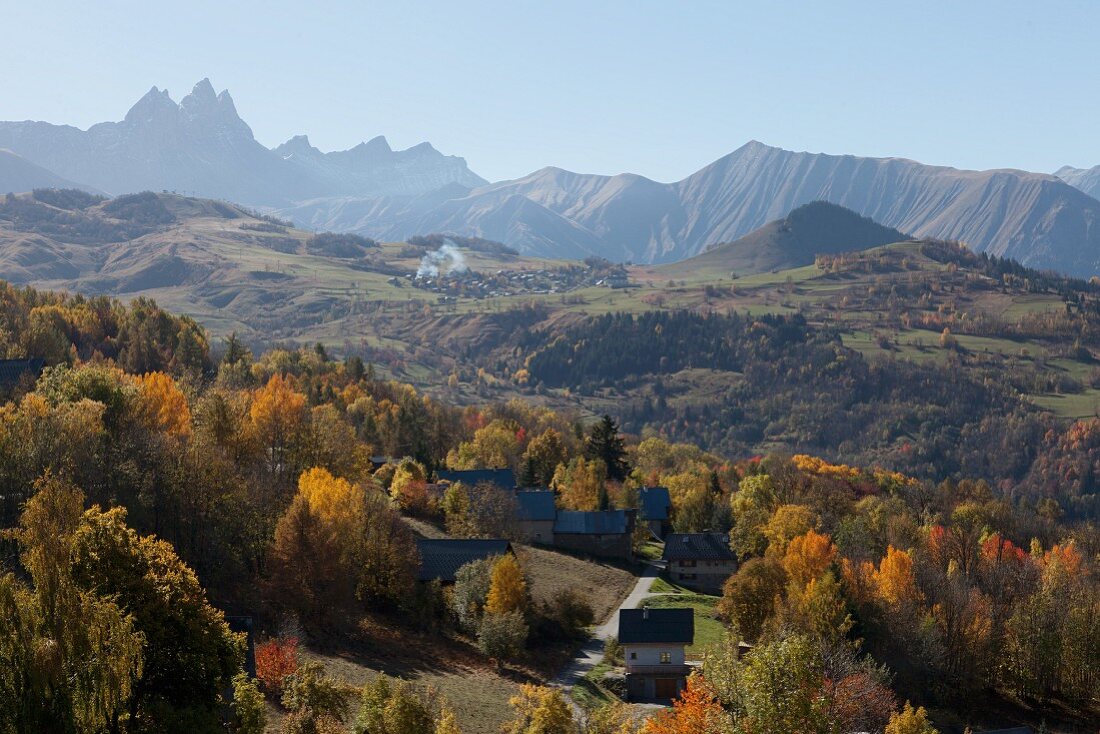 An autumnal mountain landscape in France