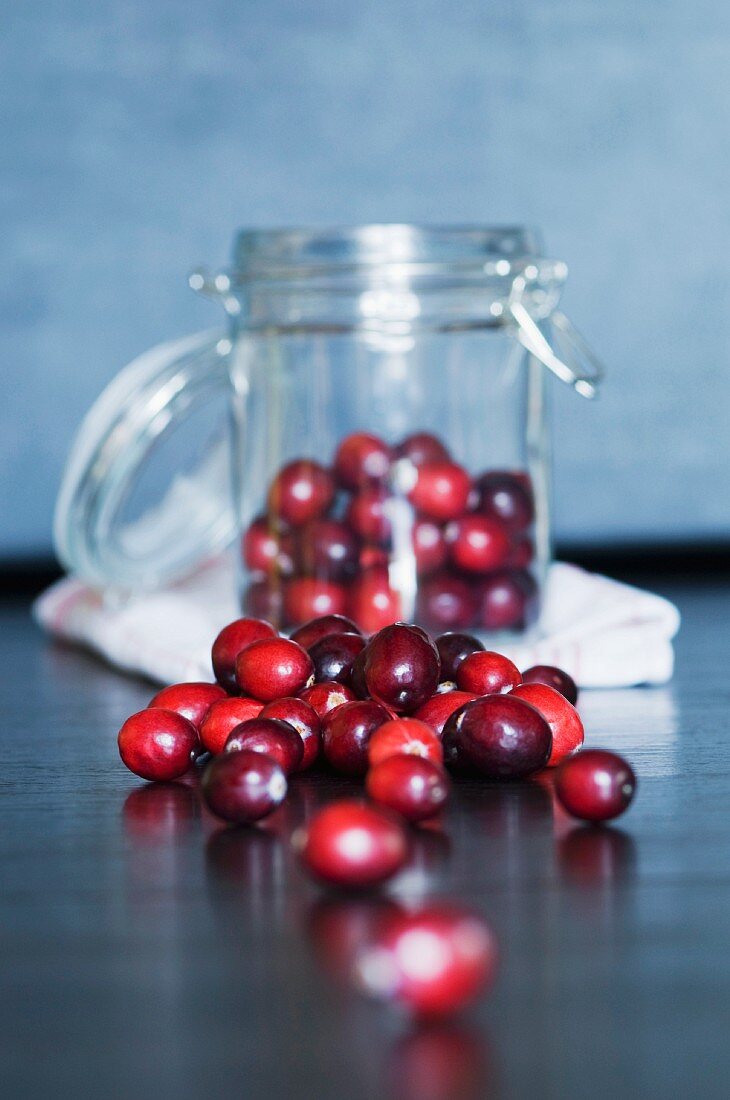 Cranberries in a preserving jar