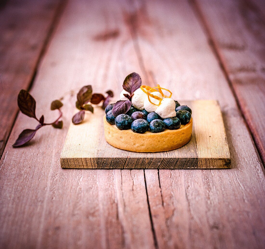 An orange and blueberry tart