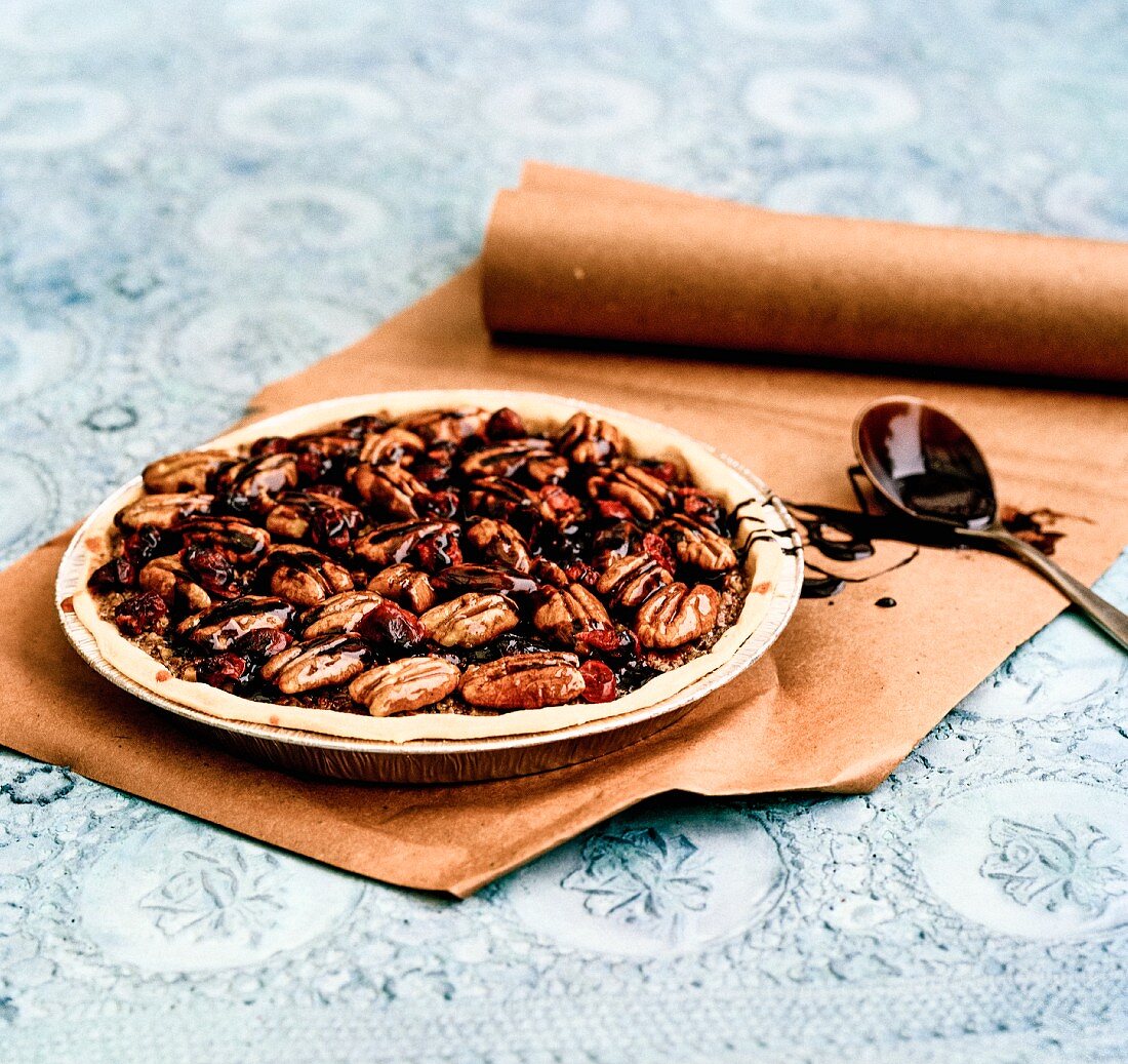 Pecan pie with maple syrup