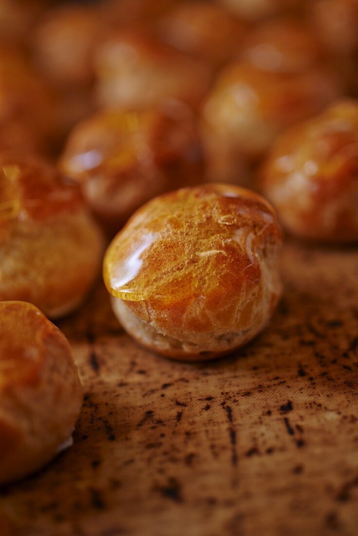 Balls of dough with a honey glaze