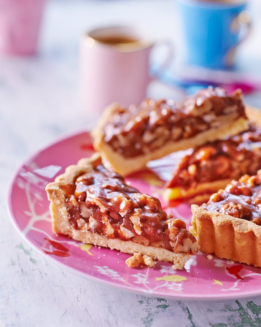 Slices of nut tart