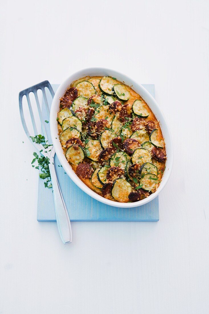 Katoffel-Zucchini-Auflauf mit Chorizo