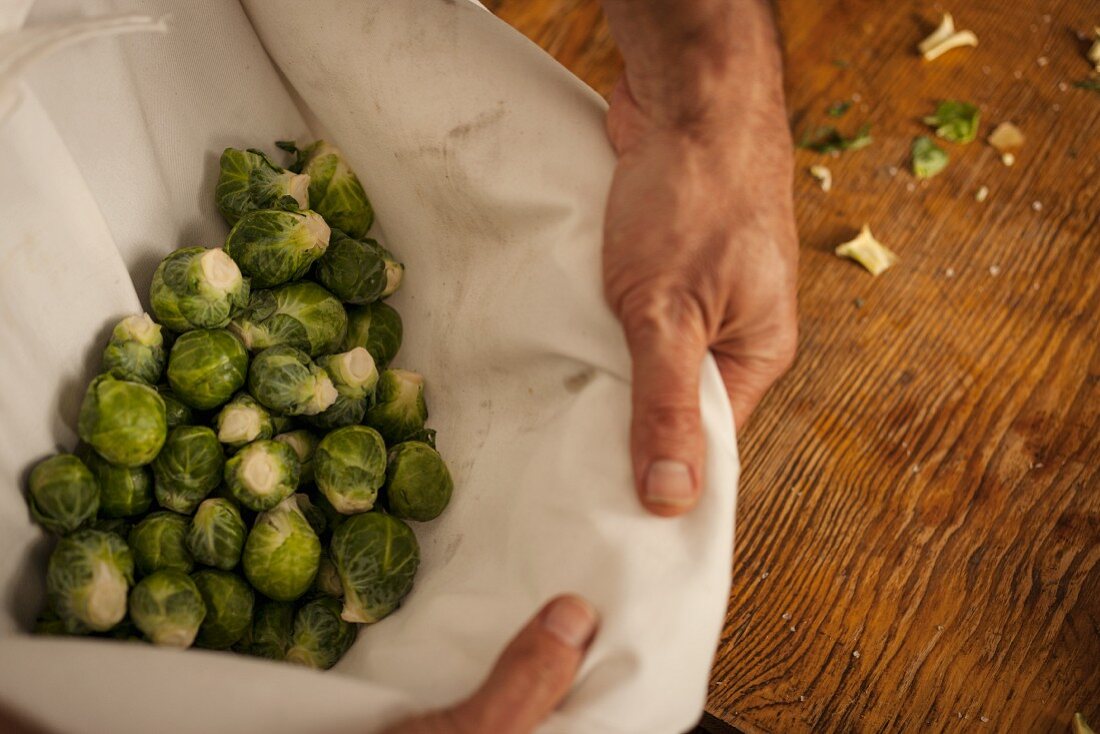 Brussels sprouts in an apron