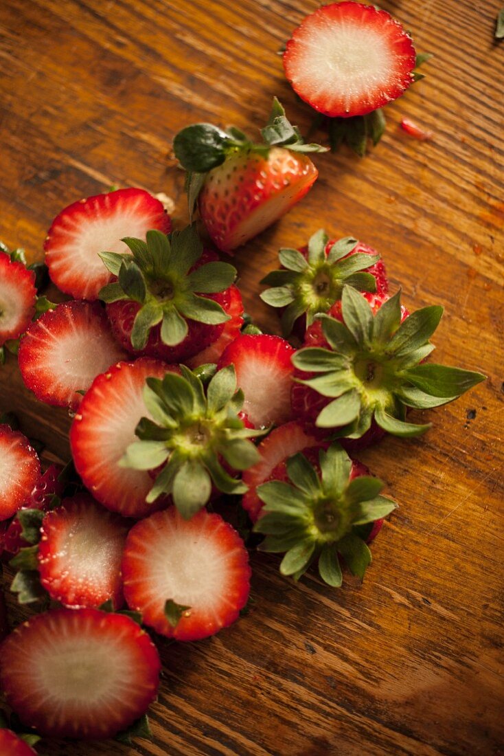 Strawberry tops and leaves