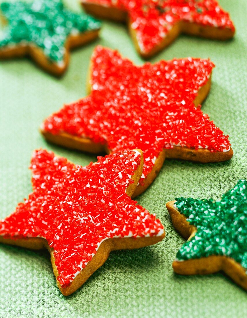 Red and green Christmas star biscuits