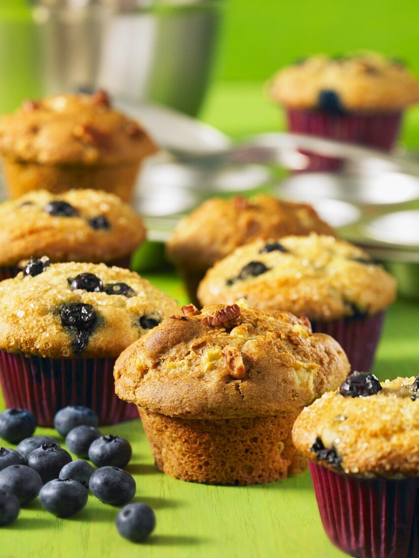 Apple muffins and blueberry muffins