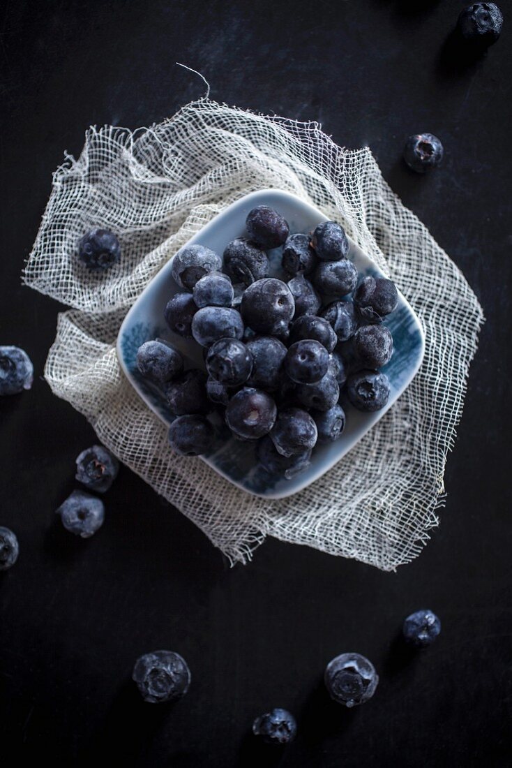 Fresh blueberries (seen from above)