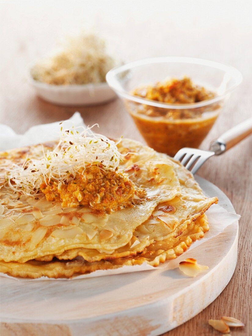 Spice crepe with bean sprouts