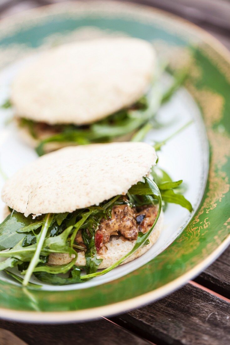 Beef and rocket sandwiches