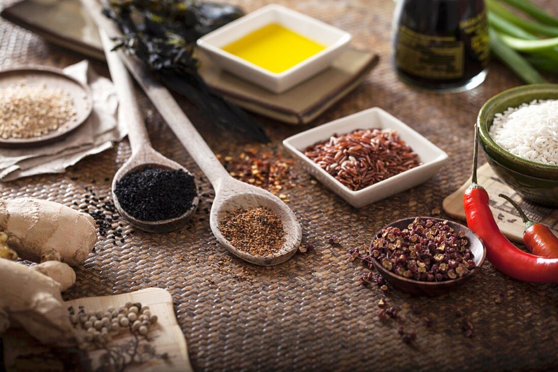 Various oriental herbs and spices