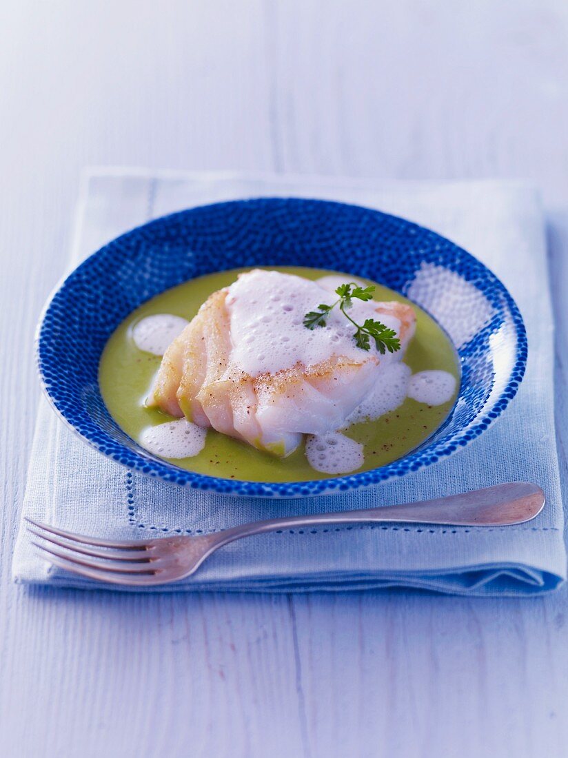 Cod with herb sauce