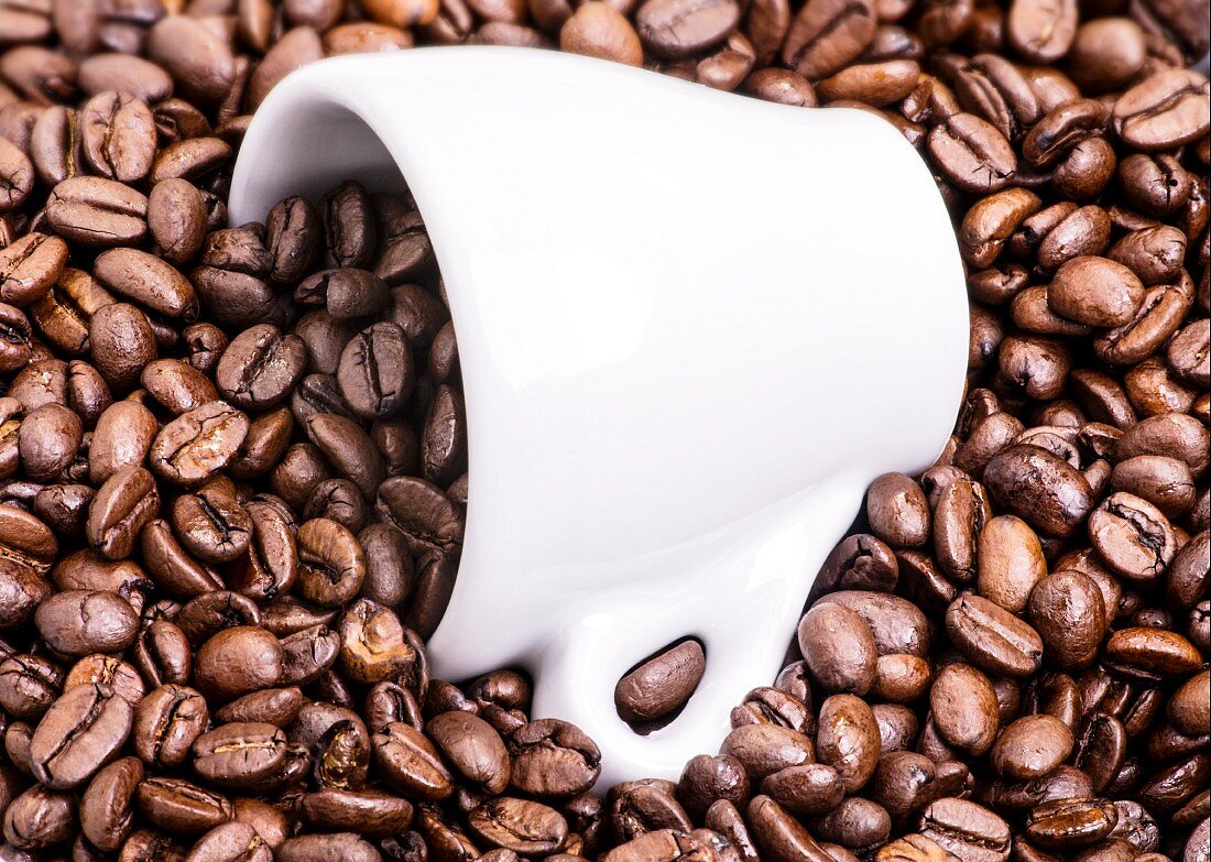 Espressotasse auf Kaffeebohnen