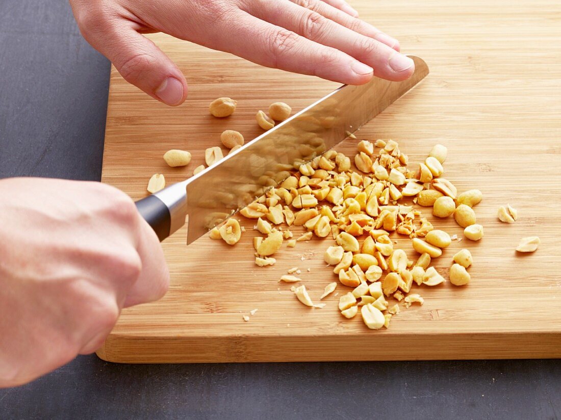 Peanuts being chopped