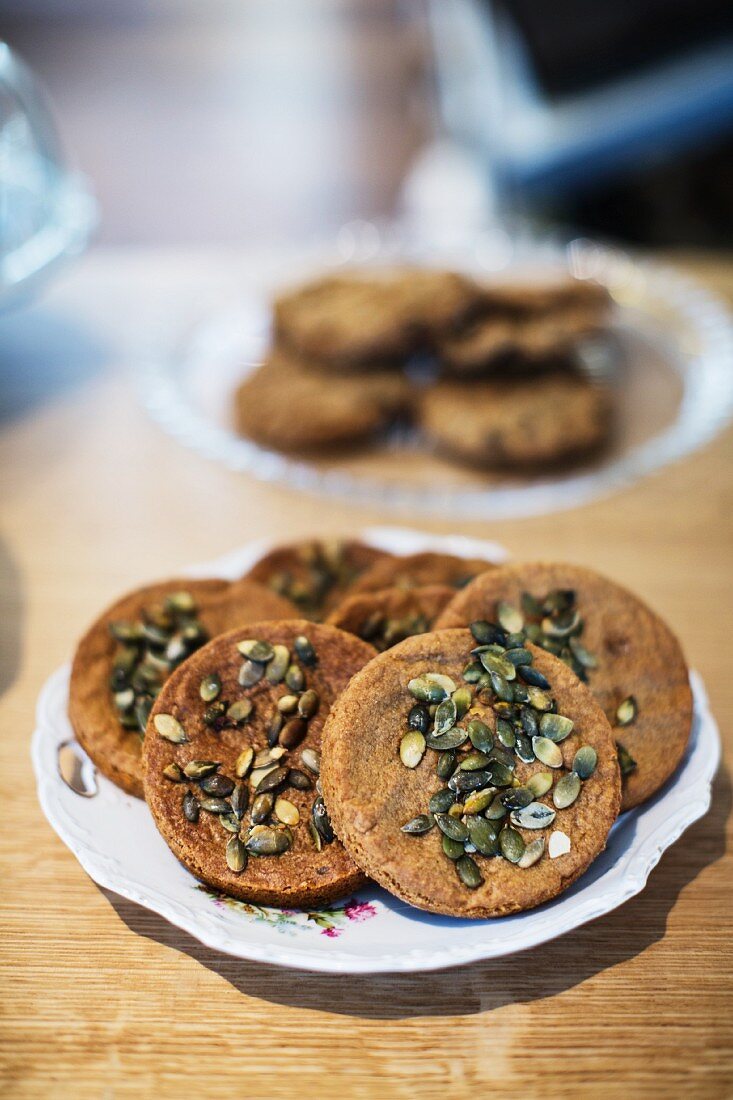 A plate of pumpkin seed biscuits