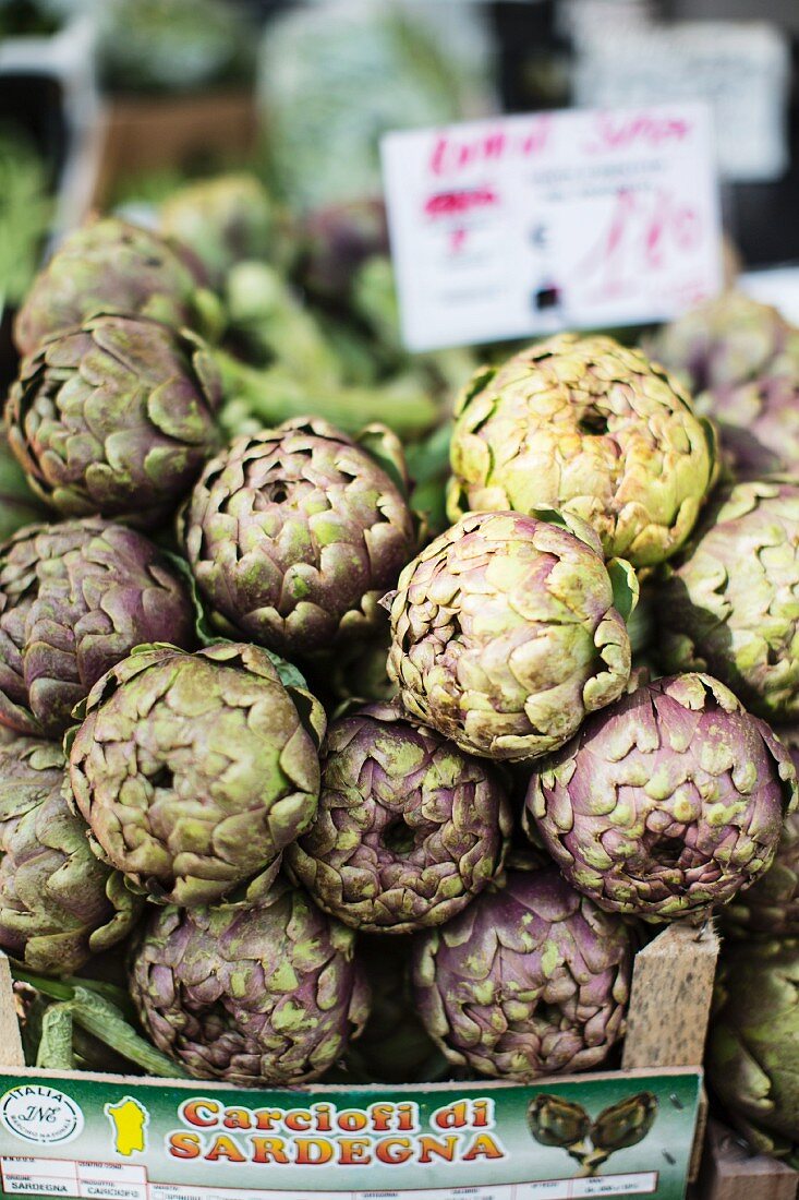 Artichokes at a market