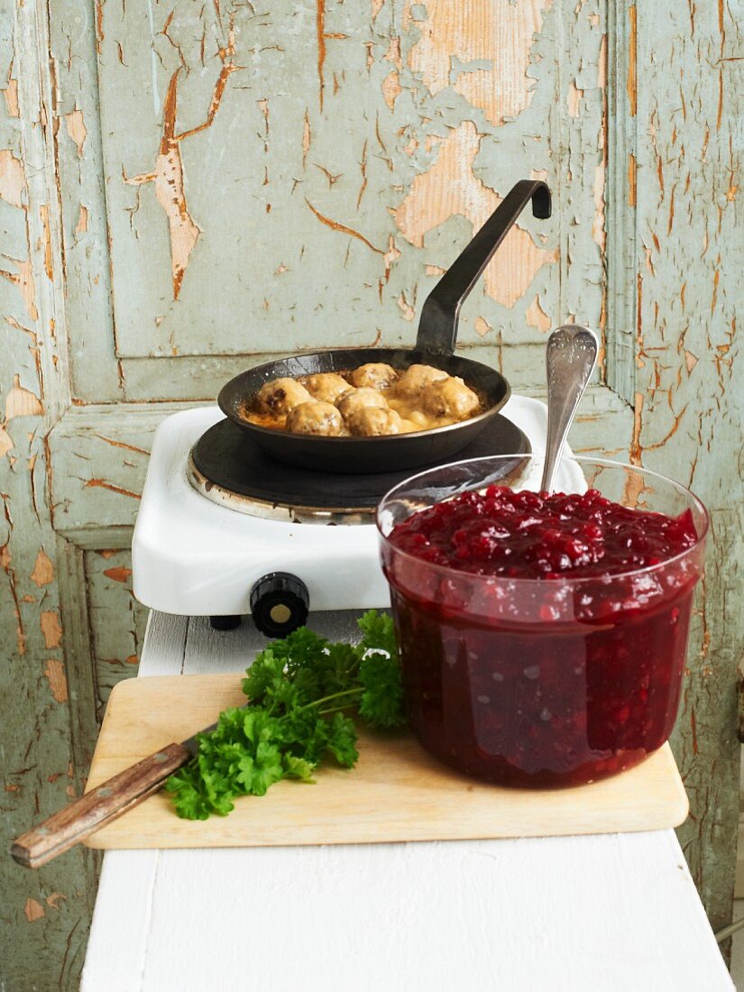 Meatballs and lingonberry jam