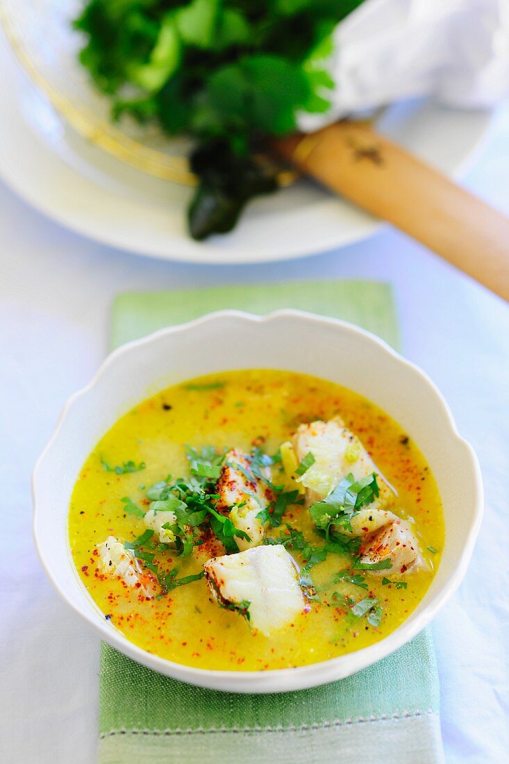 Fish soup with curry