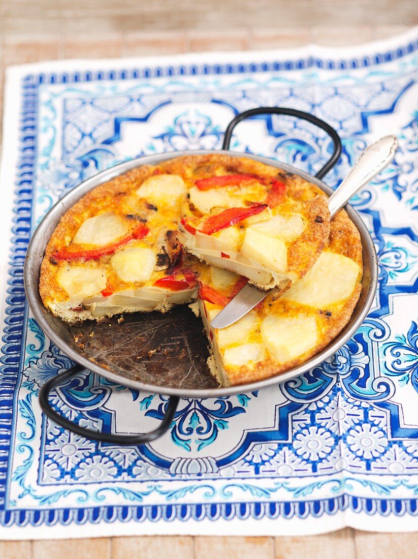 Potato tortilla with red pepper