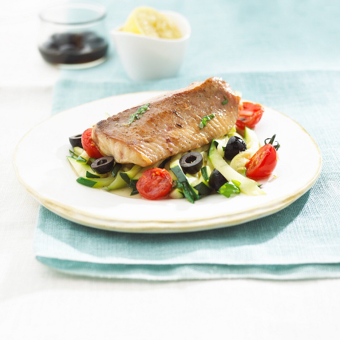 Char fillets with summer vegetables