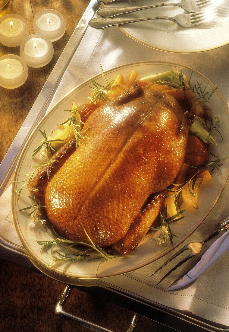 Whole Roasted Duck with Fresh Rosemary
