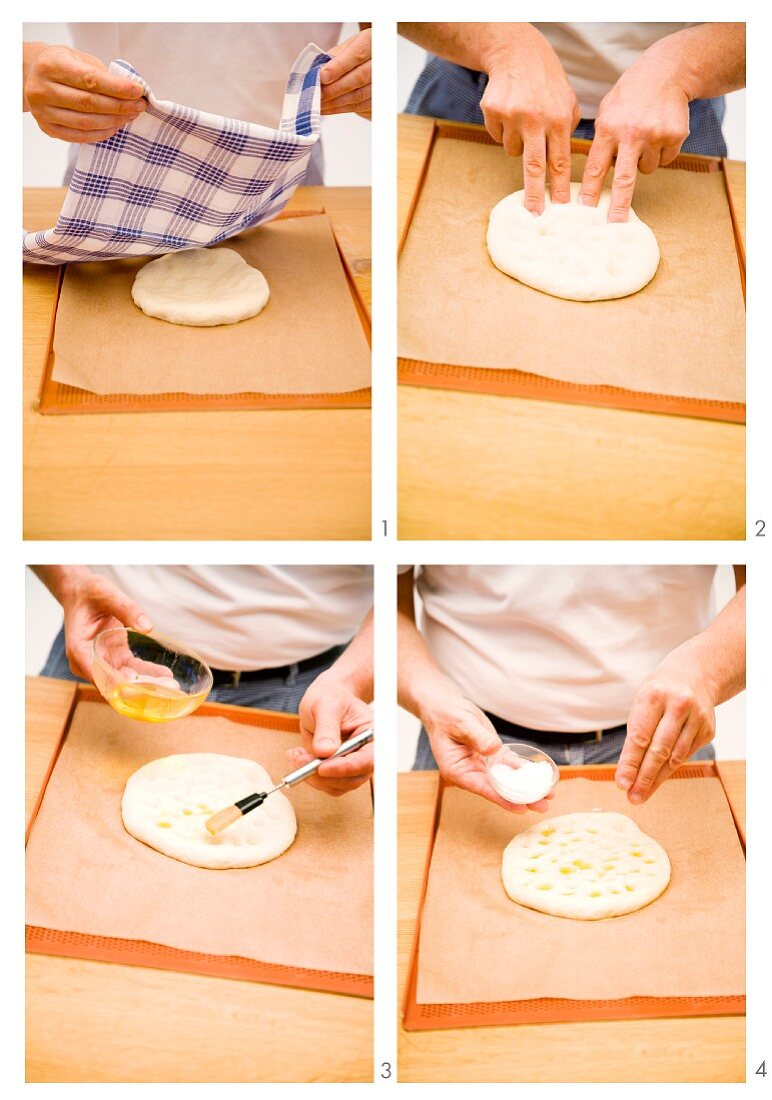 A basic step-by-step for making focaccia