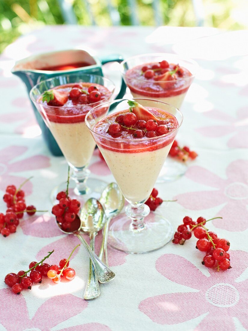 Panna cotta with redcurrants