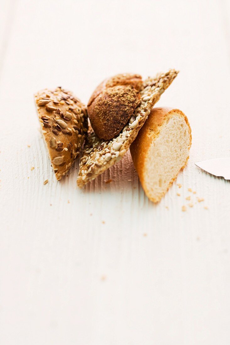 Sunflower seed bread, seeded bread, crispbread and white bread