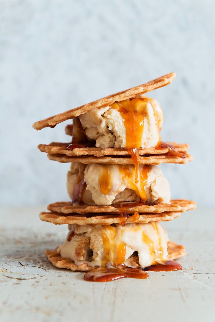 Caramel ice cream sandwiches