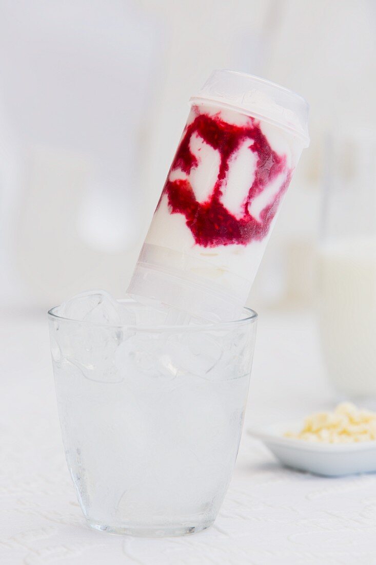 A push-up raspberry yoghurt ice cream